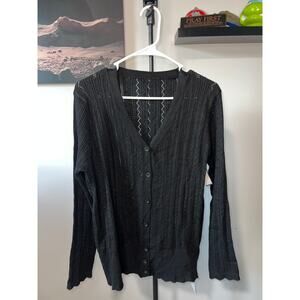 Black Fashion Button Down Long Sleeve Women's Top sz XL